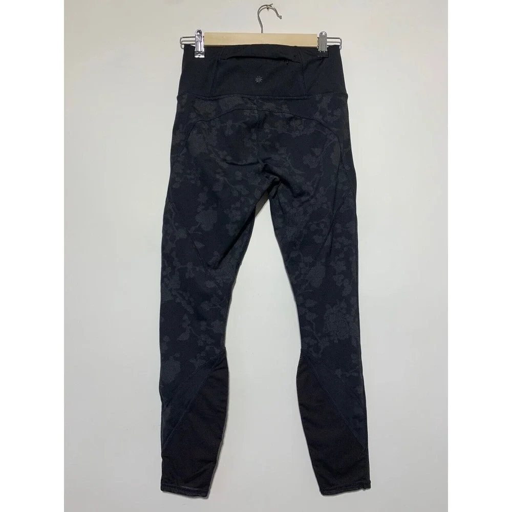 Athleta Women Size S Black Printed Moonlight Precision 7/8 Tight Leggings 869131